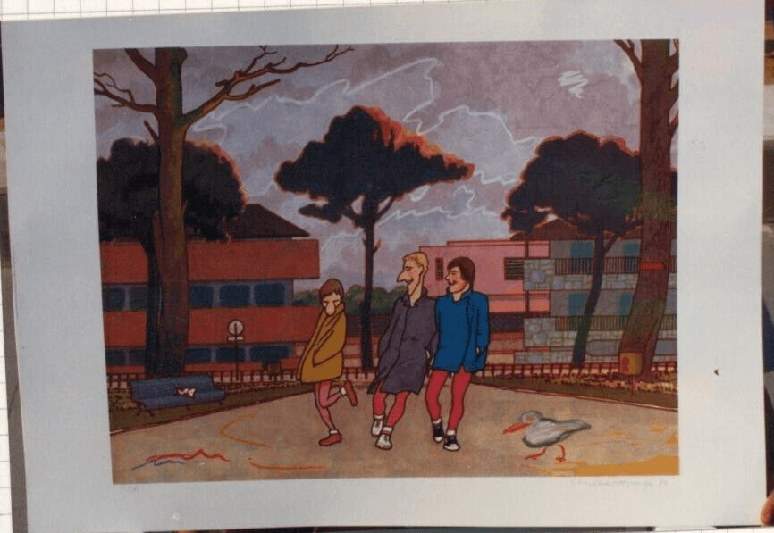 Andrea Pazienza, Grafica Con Interventi A Pastello, 1983