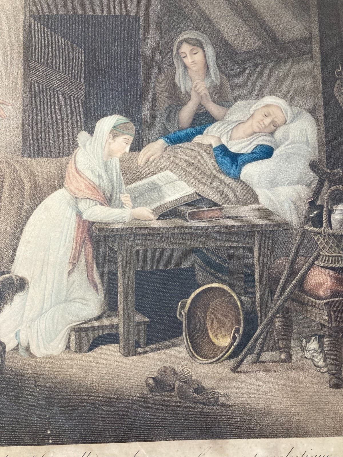 Antica Incisione A Colori   Artisti Schall E Ruotte   Lavallière   Padre Anselmo   XIX Secolo