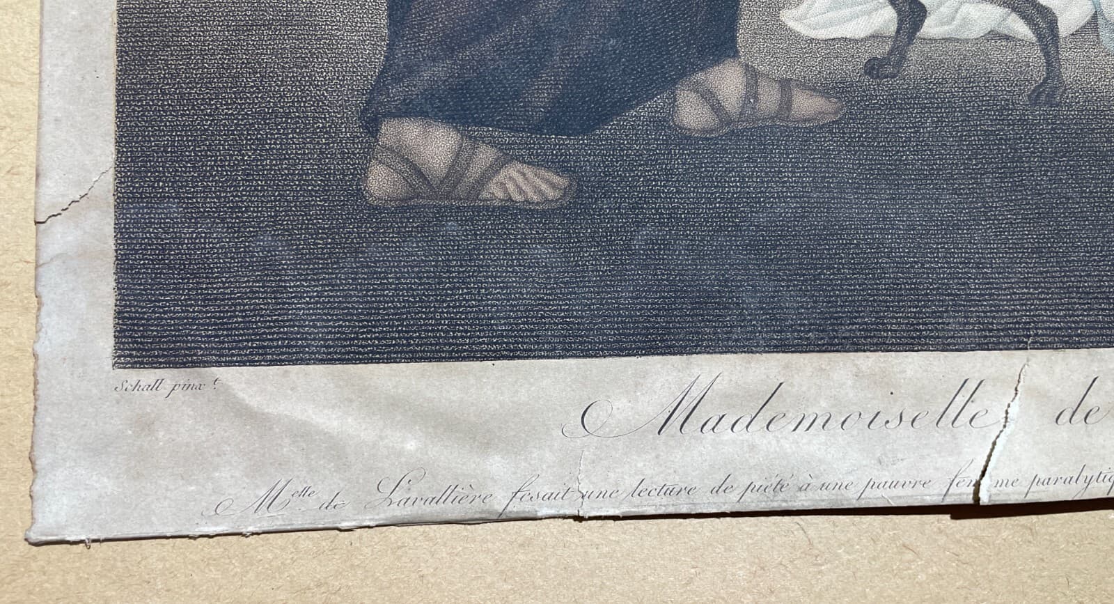 Antica Incisione A Colori   Artisti Schall E Ruotte   Lavallière   Padre Anselmo   XIX Secolo