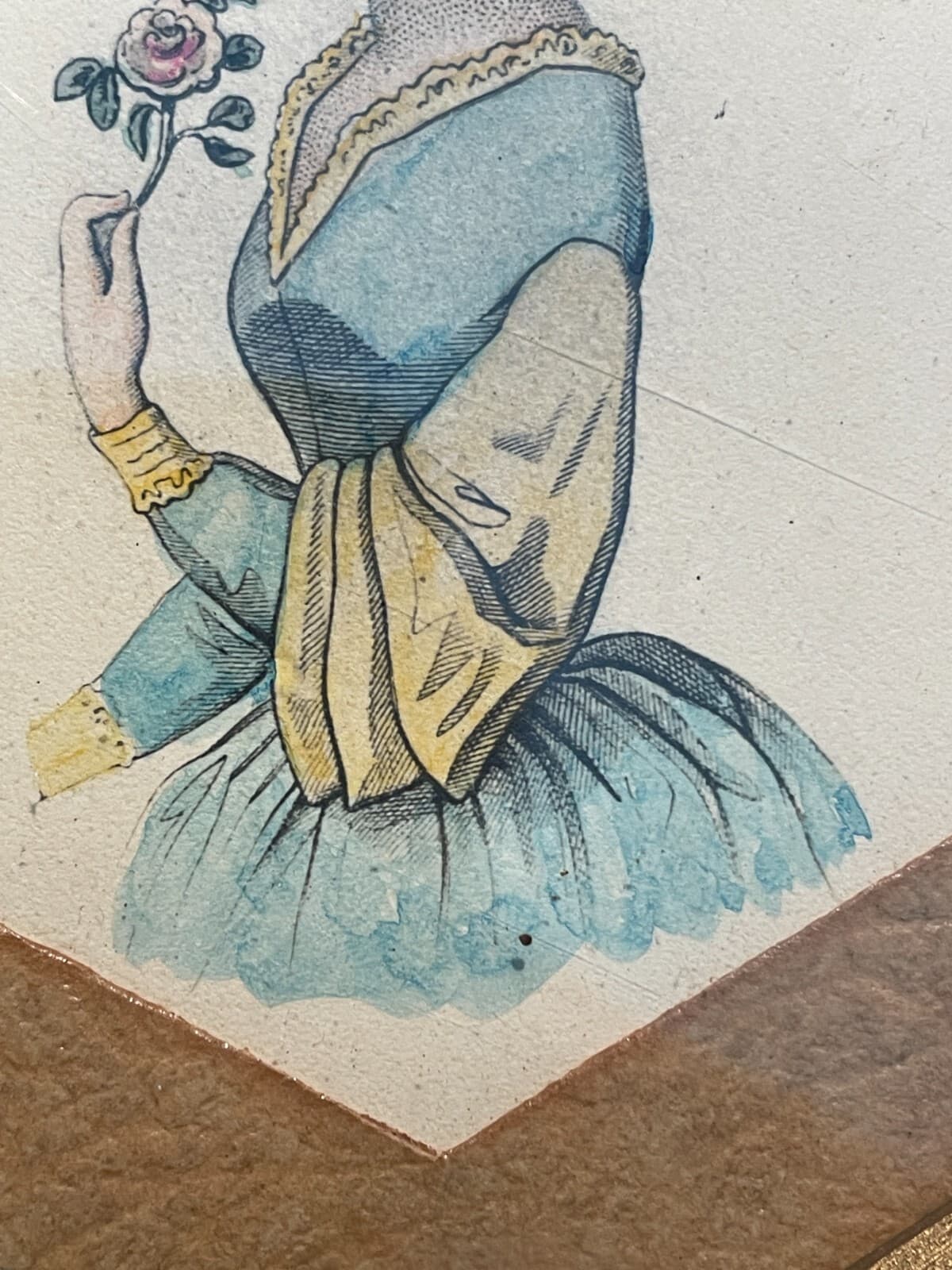 Stampa Colorata Decorativa   Damina Con Fiore   Quadretto Incorniciato Esagonale