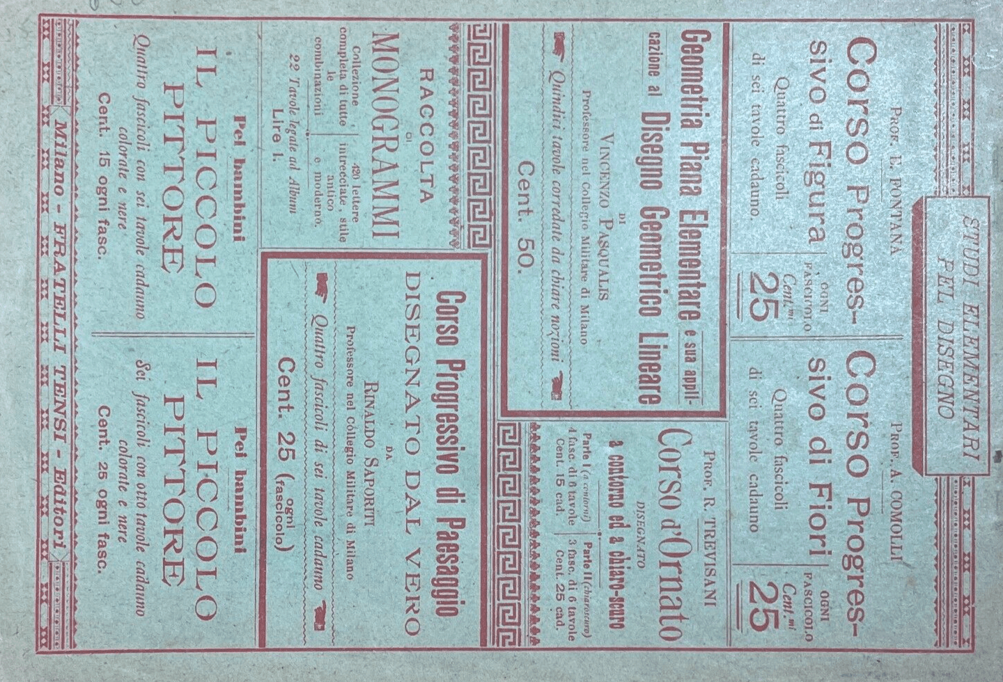 Arte: Ernesto Fontana, Antico Album Corso Di Disegno Figurato, Milano, Tensi