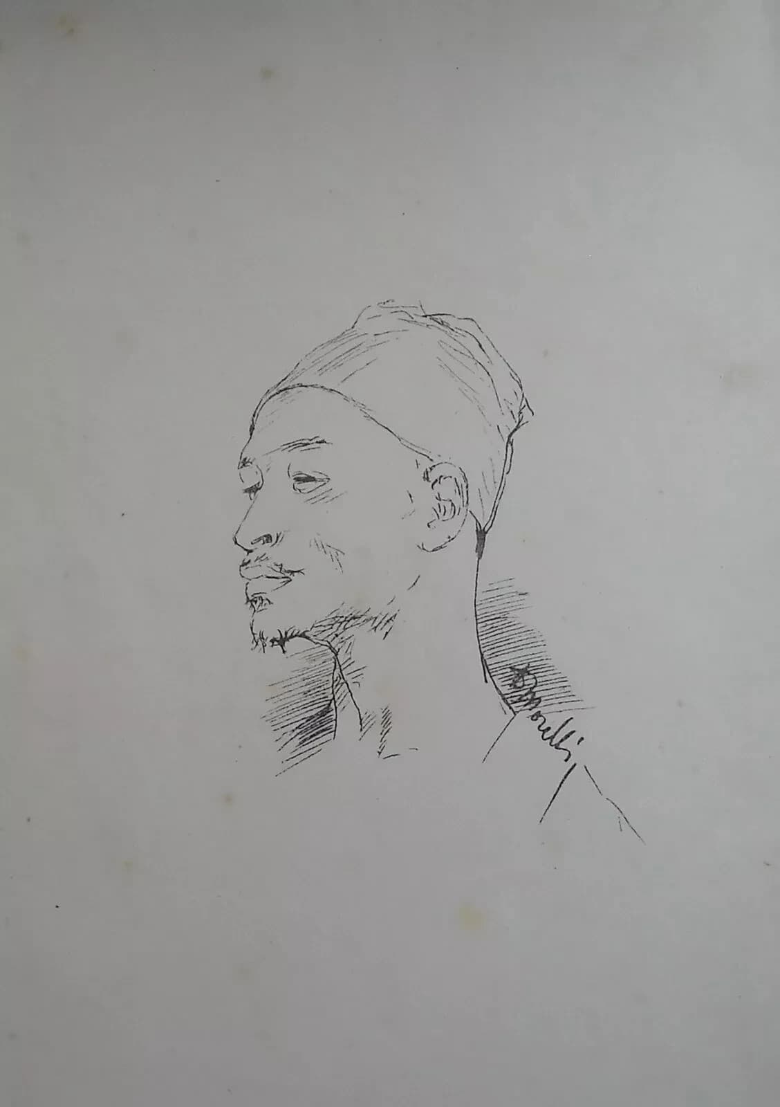 Arte Napoletana Dell'800: Domenico Morelli, Schizzo Decorativo. Antica Stampa Del XIX Secolo.