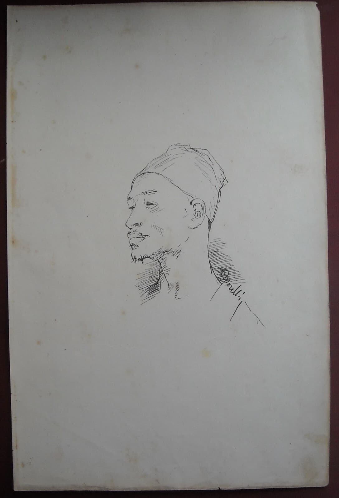 Arte Napoletana Dell'800: Domenico Morelli, Schizzo Decorativo. Antica Stampa Del XIX Secolo.