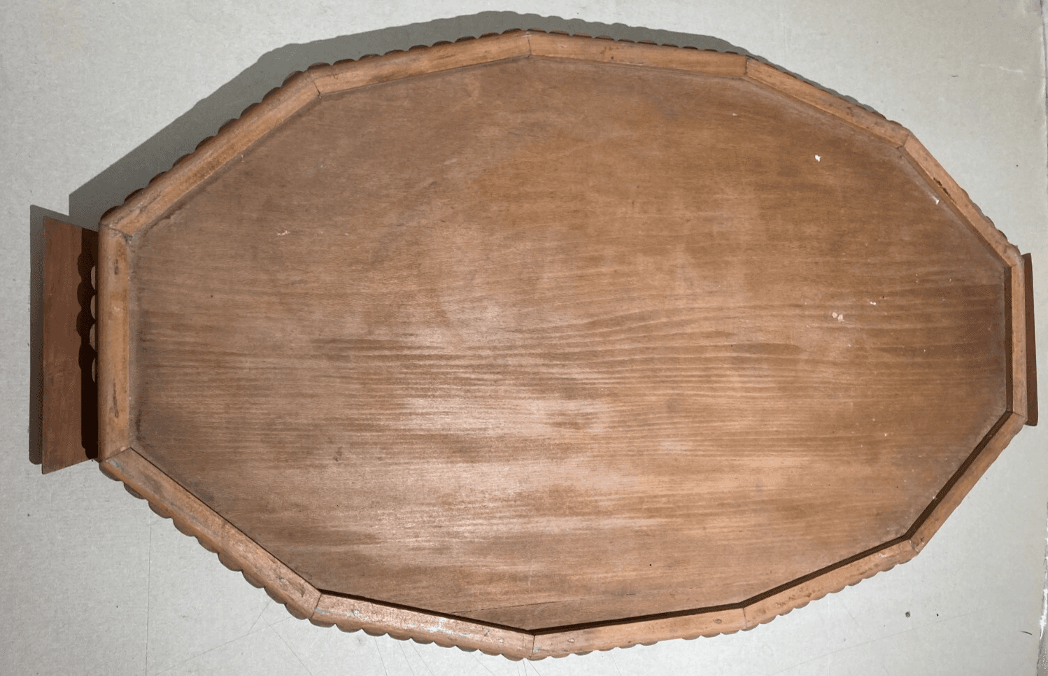 Grande Vassoio Dodecagonale In Legno Intarsiato Di Gusto Art Déco