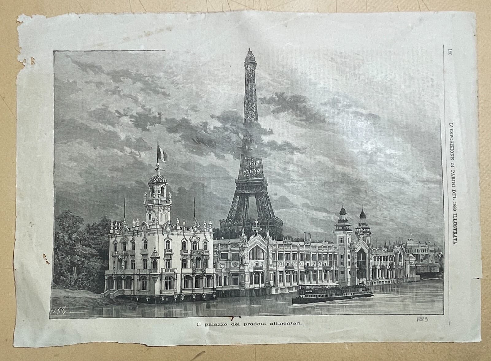 Esposizione Di Parigi 1889: Prospettiva Del Palazzo Dei Prodotti Alimentari E Torre Eiffel