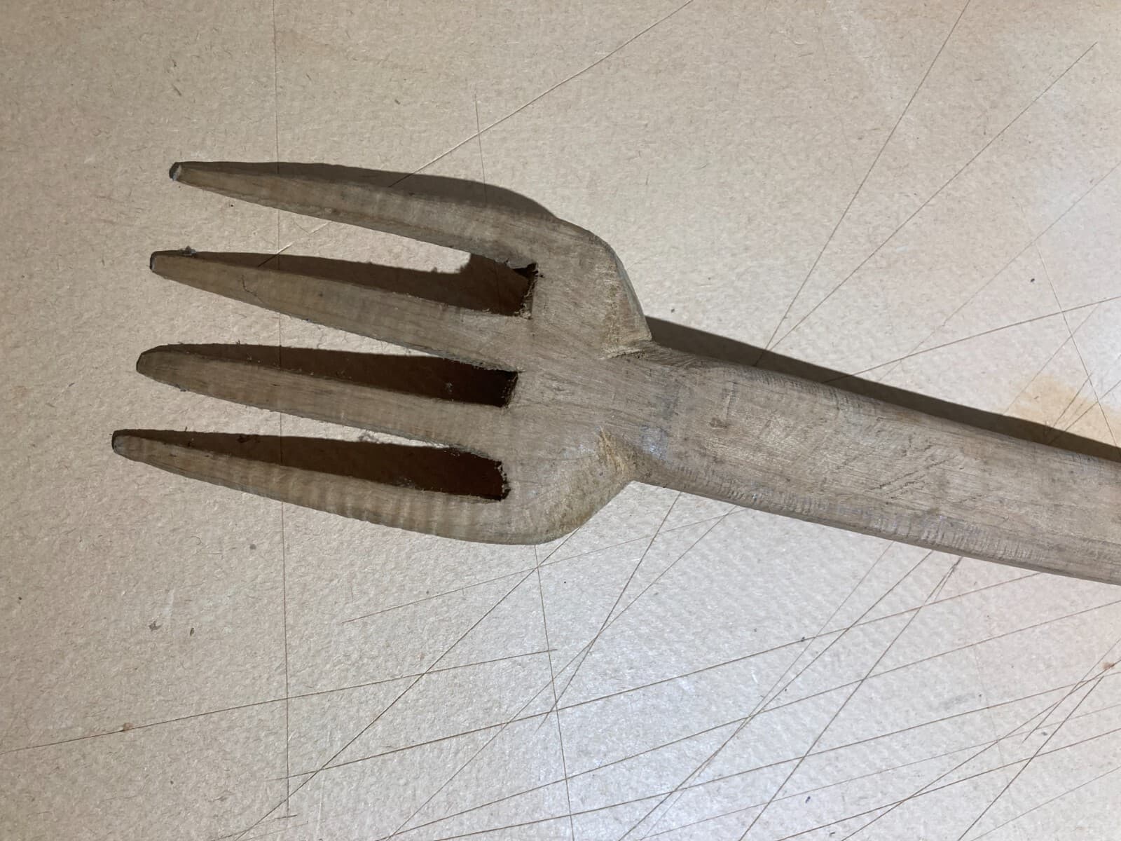 Folklore   Artigianato Popolare Del Legno   Forchettone Con Decori Incisi d'Epoca