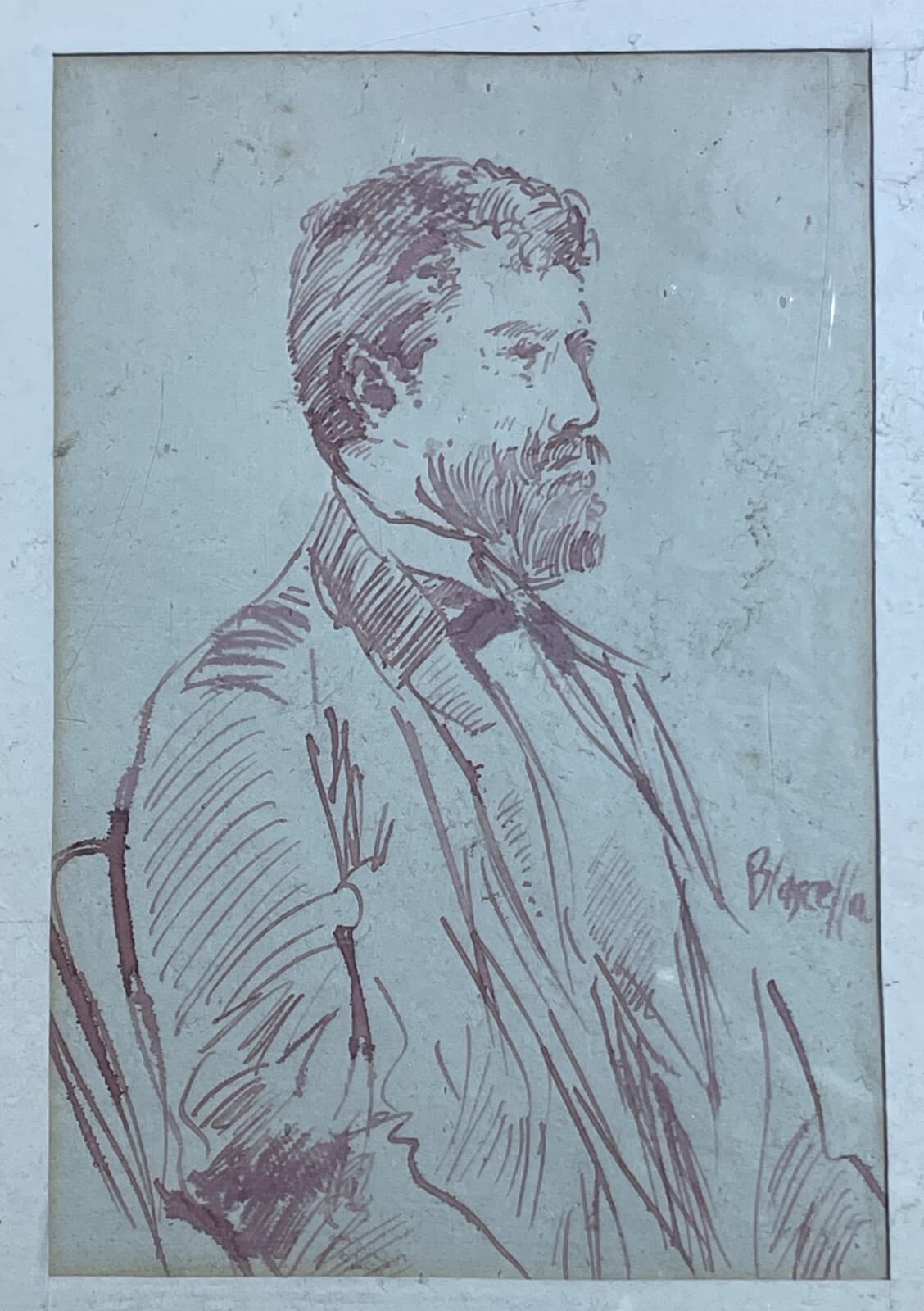 Abruzzo, Arte. Basilio Cascella, Disegno d'Epoca, Schizzo, Ritratto Di Personaggio