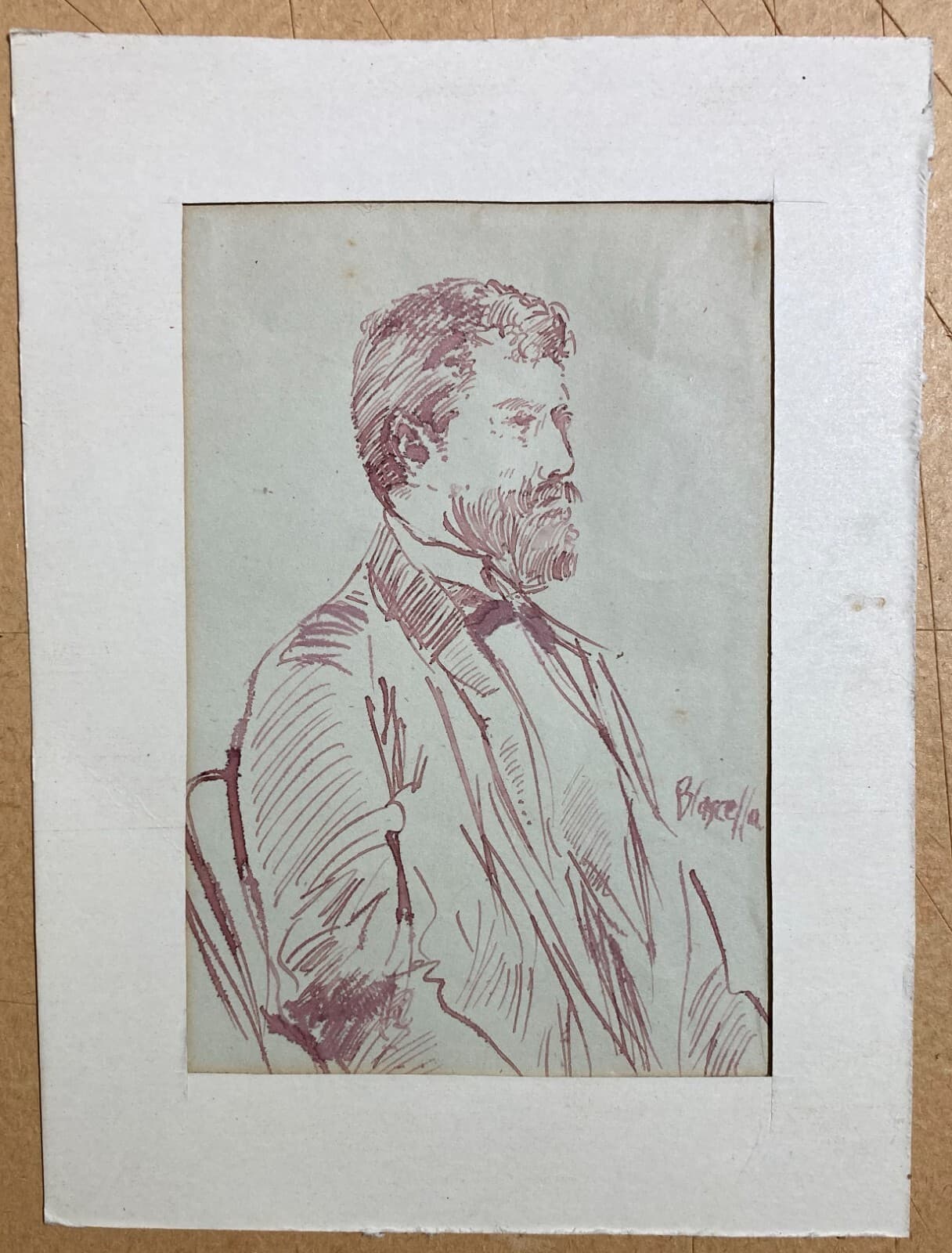 Abruzzo, Arte. Basilio Cascella, Disegno d'Epoca, Schizzo, Ritratto Di Personaggio