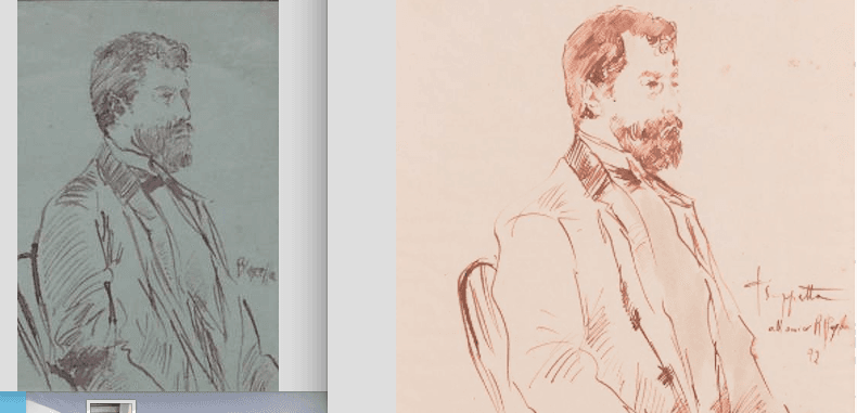 Abruzzo, Arte. Basilio Cascella, Disegno d'Epoca, Schizzo, Ritratto Di Personaggio