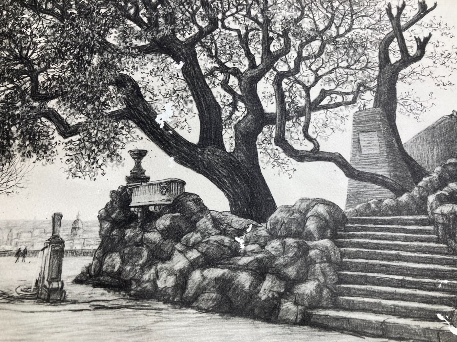 Antica Roma. Quercia Del Tasso Sul Gianicolo. Stampa Da Disegno Di Antonio Carbonati, 1950