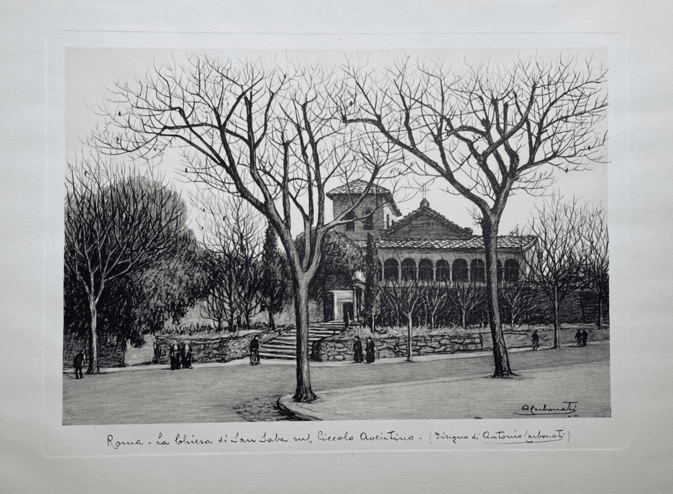 Antica Roma. Quercia Del Tasso Sul Gianicolo. Stampa Da Disegno Di Antonio Carbonati, 1950