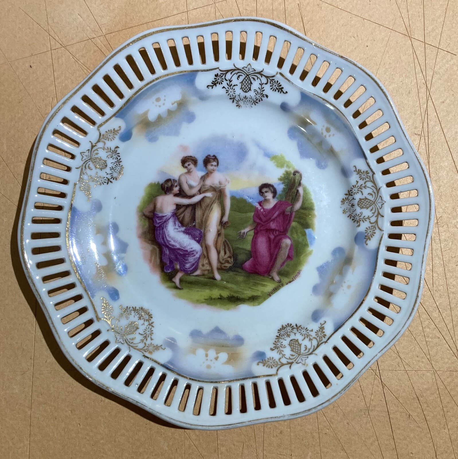 Piatto Decorativo In Porcellana Con Scena Pastorale Da Angelica Kauffman