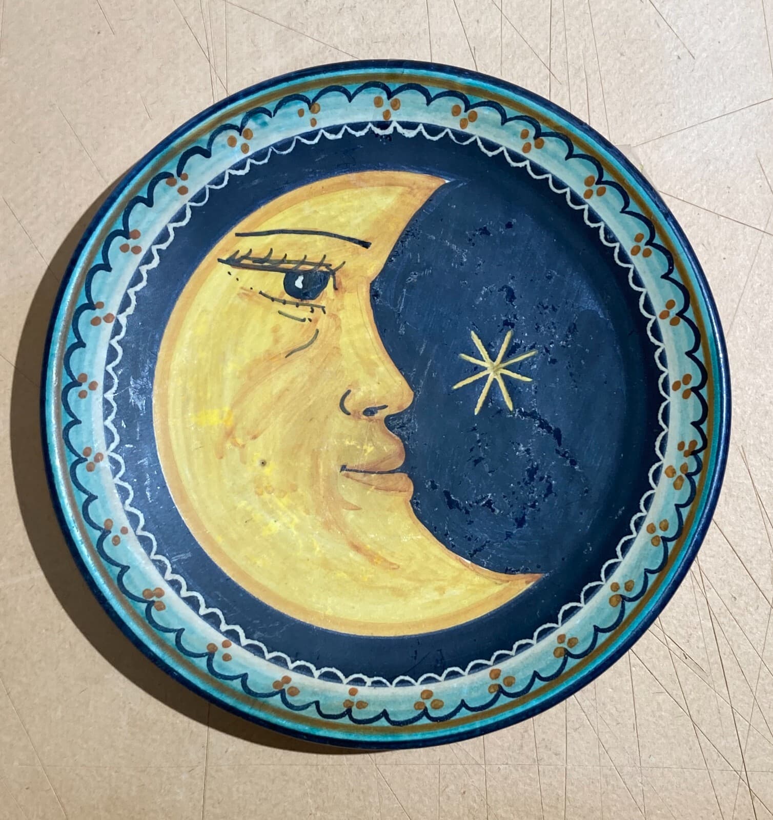 Artistico Piatto In Ceramica   Abruzzo   Castelli   De Fabritiis   Astrologia   Luna