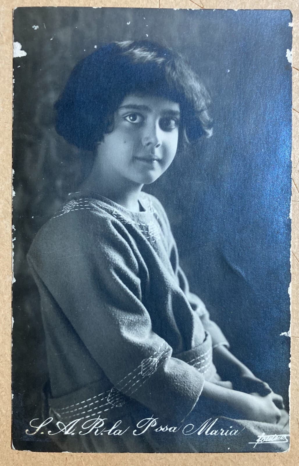 Araldica, Casata Sabauda, Principessa Maria: Antica Fotografia Ritratto