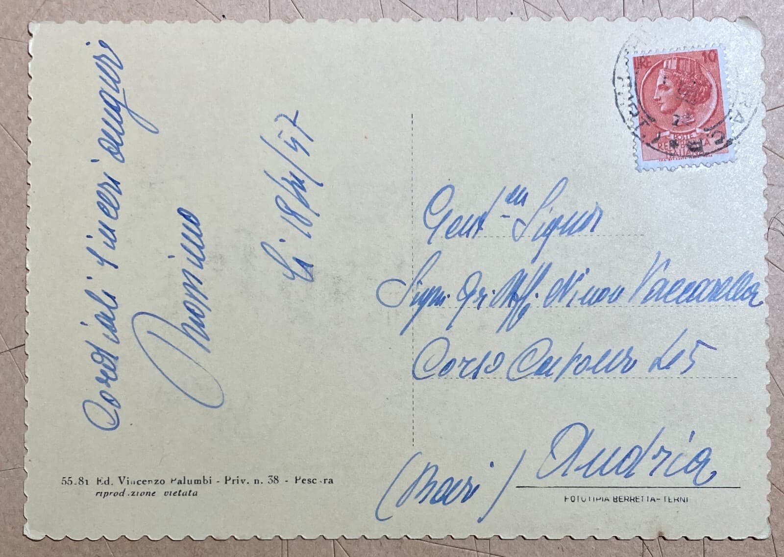 Pescara, Corso Vittorio Emanuele: Antica Veduta Animata Con Tram E Pubblicità Ursus