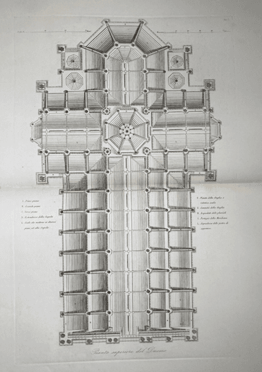 Architettura In Lombardia: Milano, Pianta Superiore Del Duomo. Antica Incisione