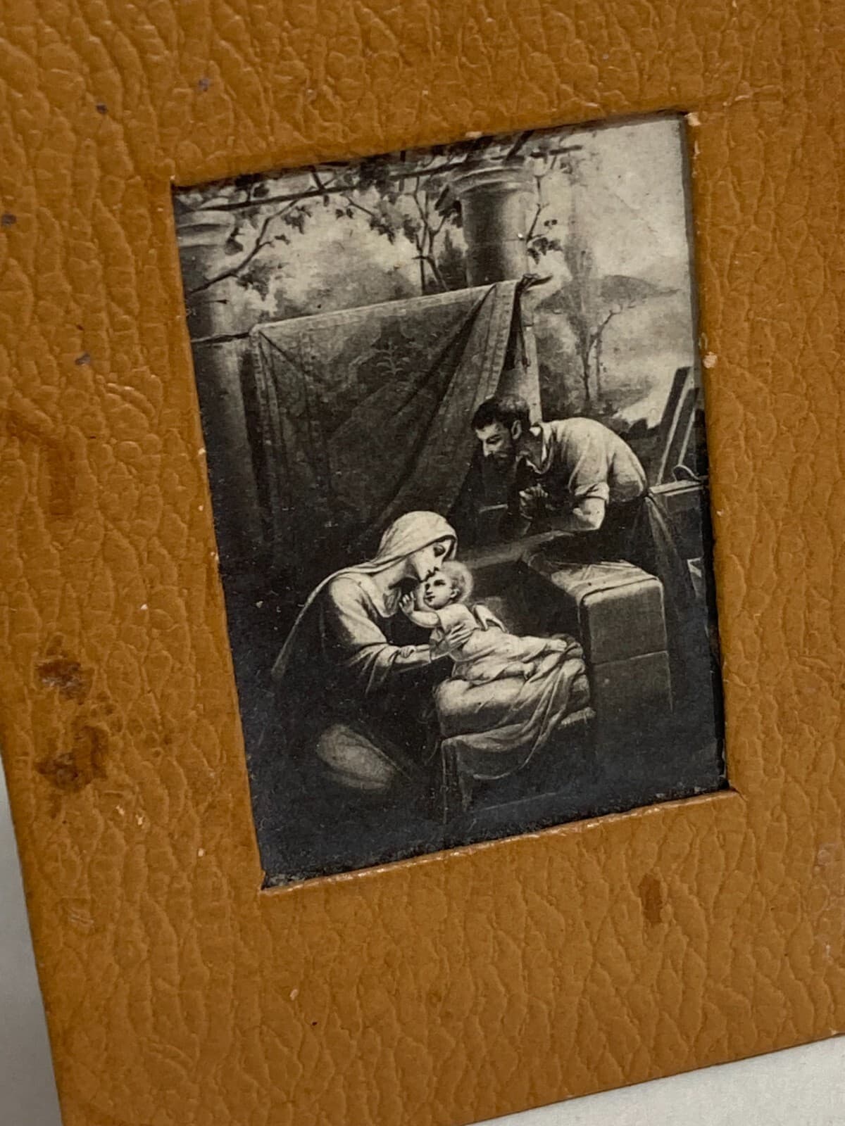 Mini Fotografia Antica, Scena Devozionale Con Supporto