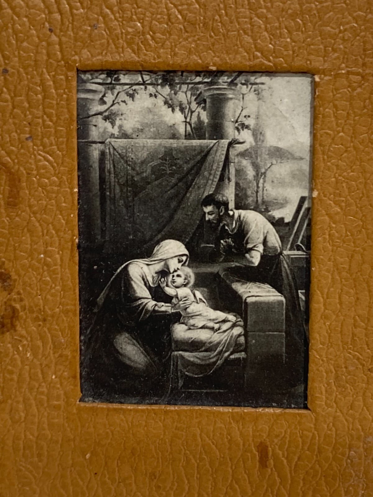 Mini Fotografia Antica, Scena Devozionale Con Supporto