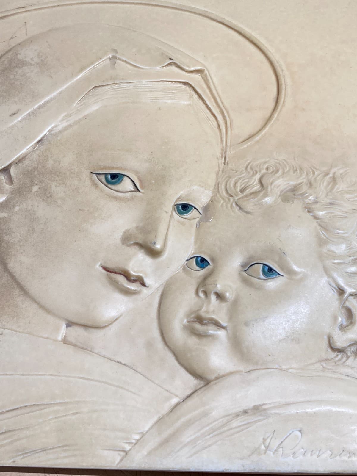 Arte Devozionale, Madonna Con Bambino, Placca Decorativa, Maternità