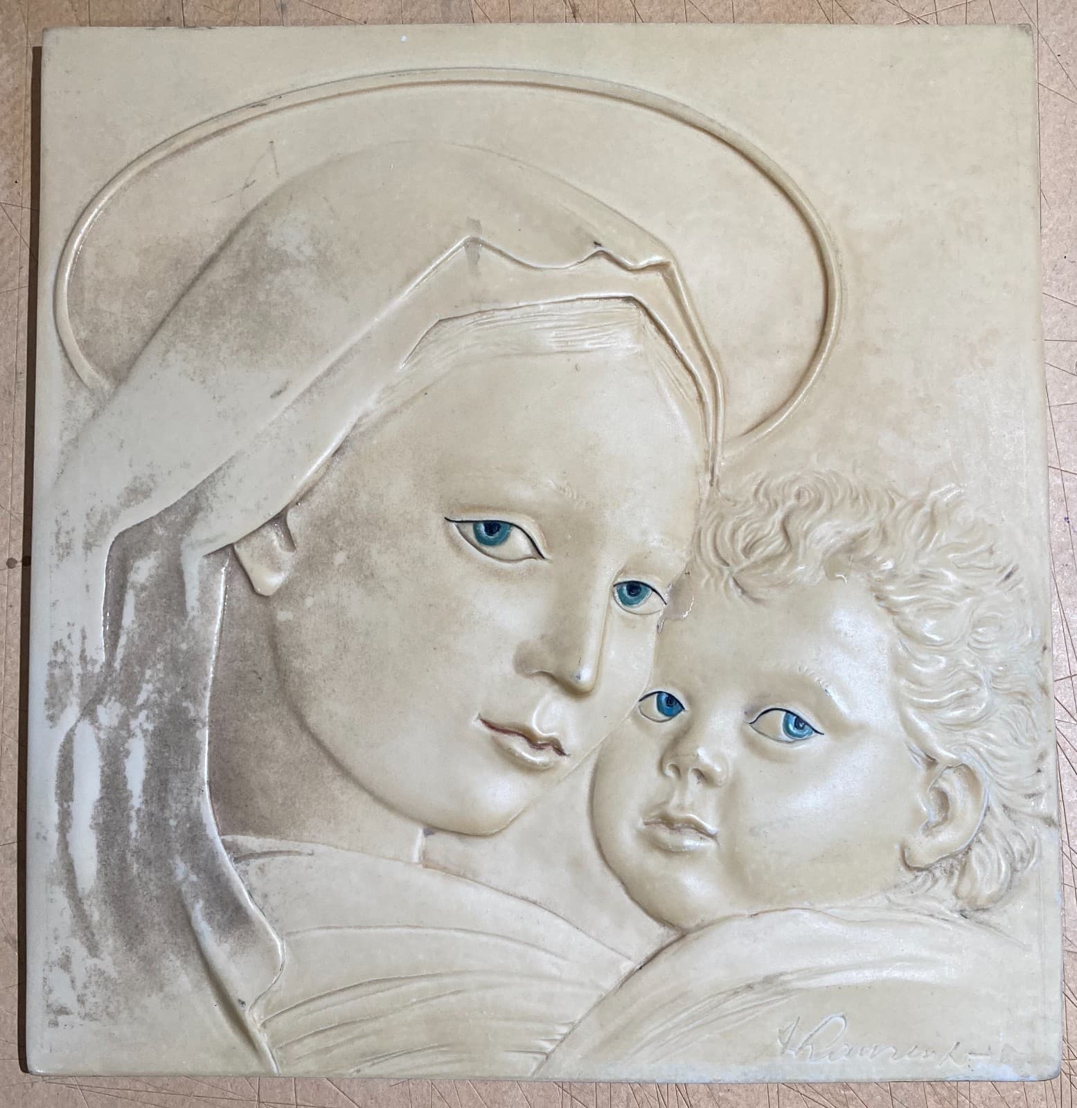 Arte Devozionale, Madonna Con Bambino, Placca Decorativa, Maternità