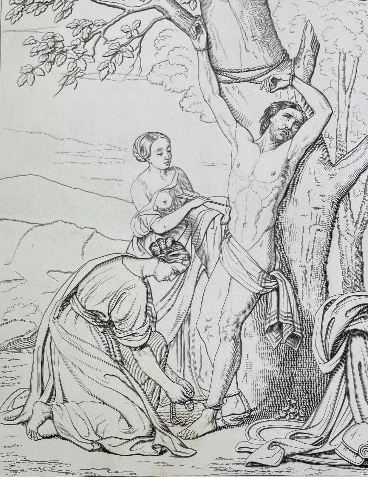 Arte Antica Devozionale: San Sebastiano. Opera Di Gennaro Ruo, Incisore Giovanni Fusaro, 1853