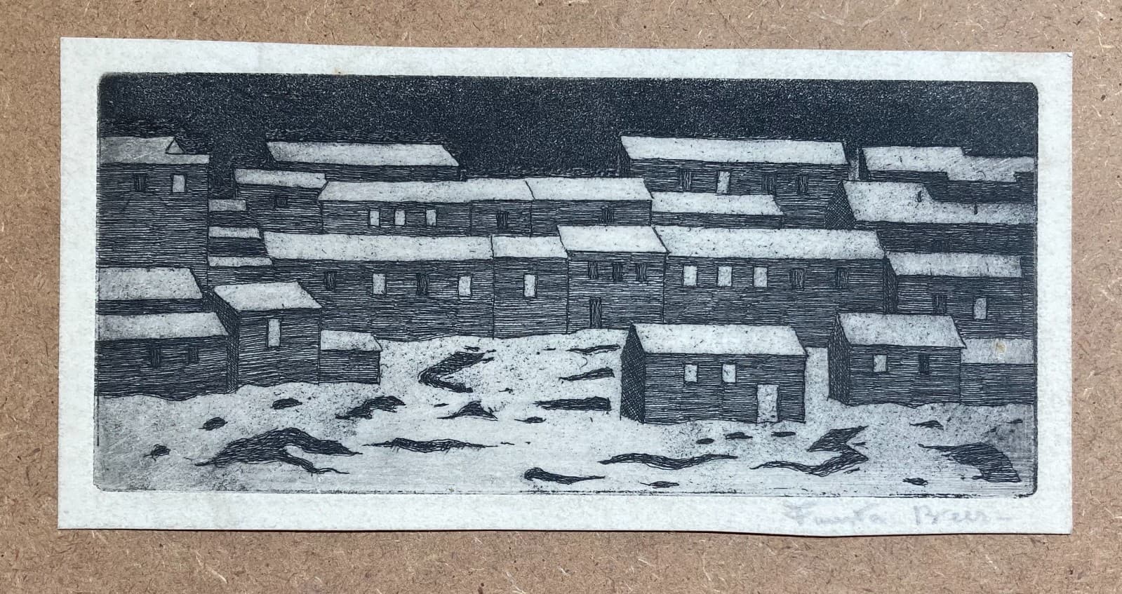 Arte Del '900. Artista Fausta Beer. Incisione Da Collezione. Architettura, Case