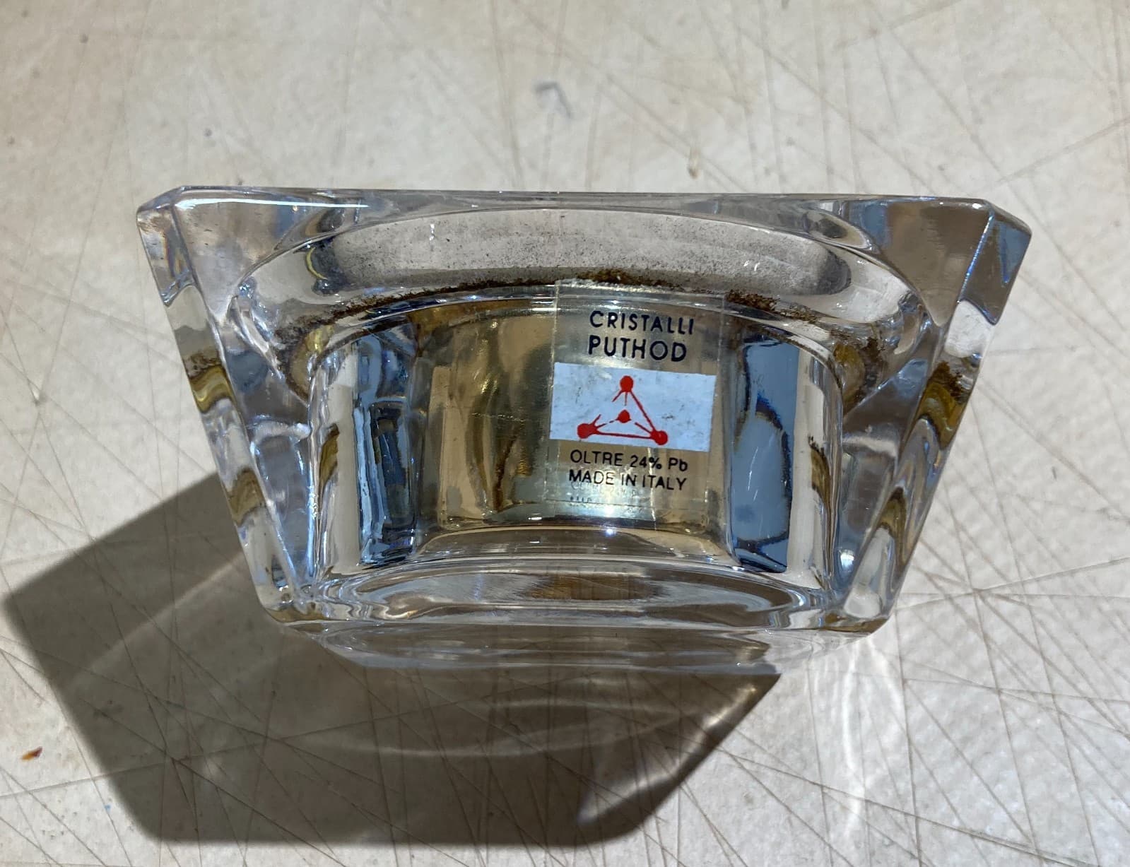 Orologio Da Tavolo In Cristallo Puthod, Design Modernariato