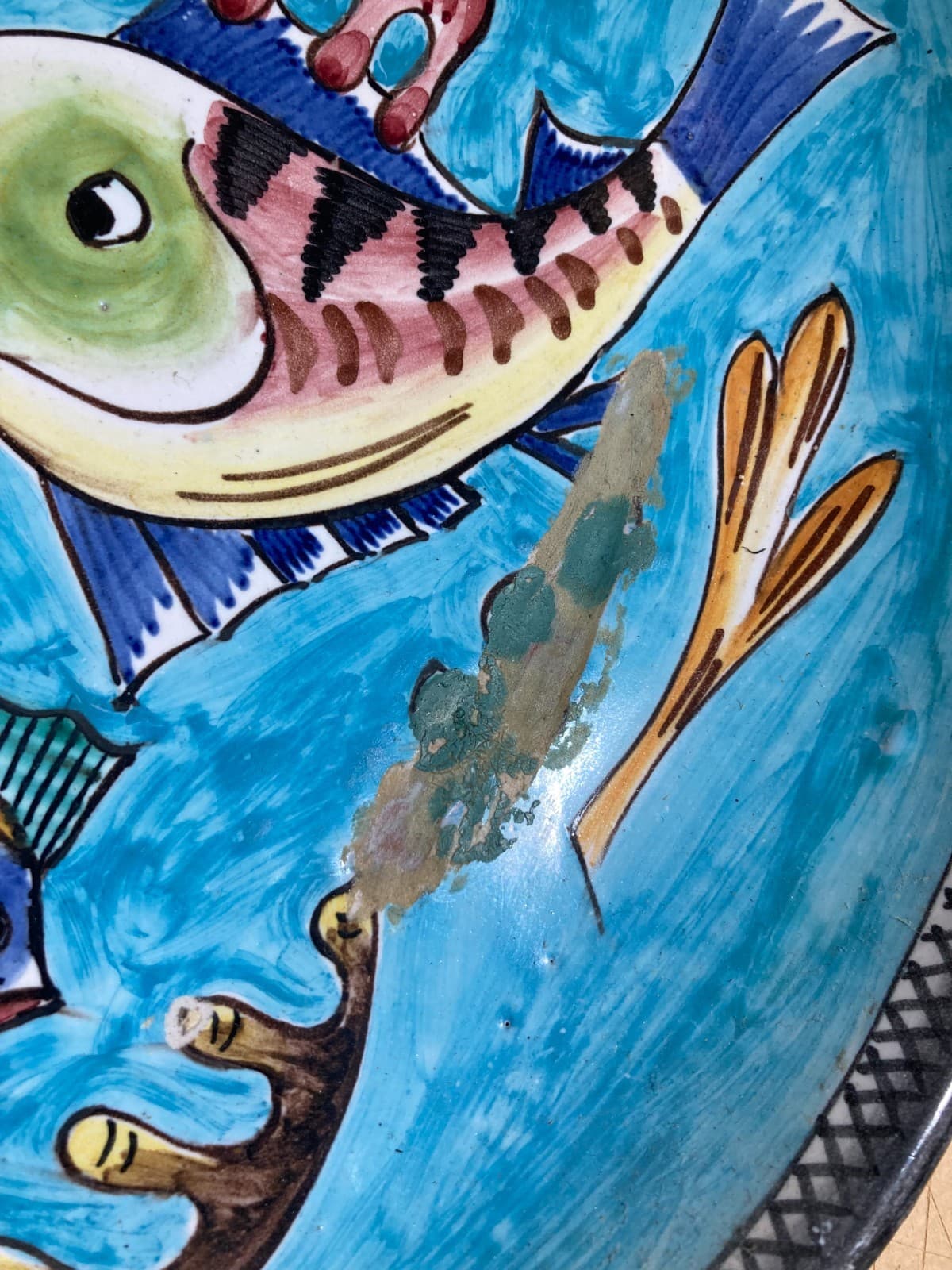 Artistica Ceramica, Mare E Pesci. Suggestiva Illustrazione Della Manifattura Vietrese