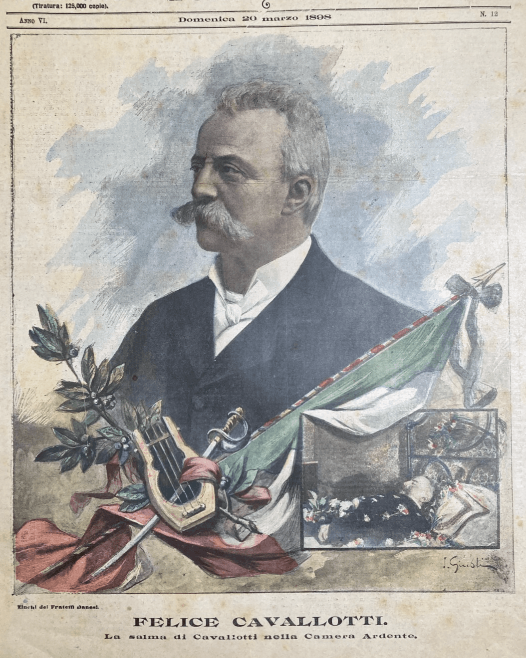 Morte Di Felice Cavallotti, Artista Giusti, Monumento A Carlo Alberto, Roma, 1898