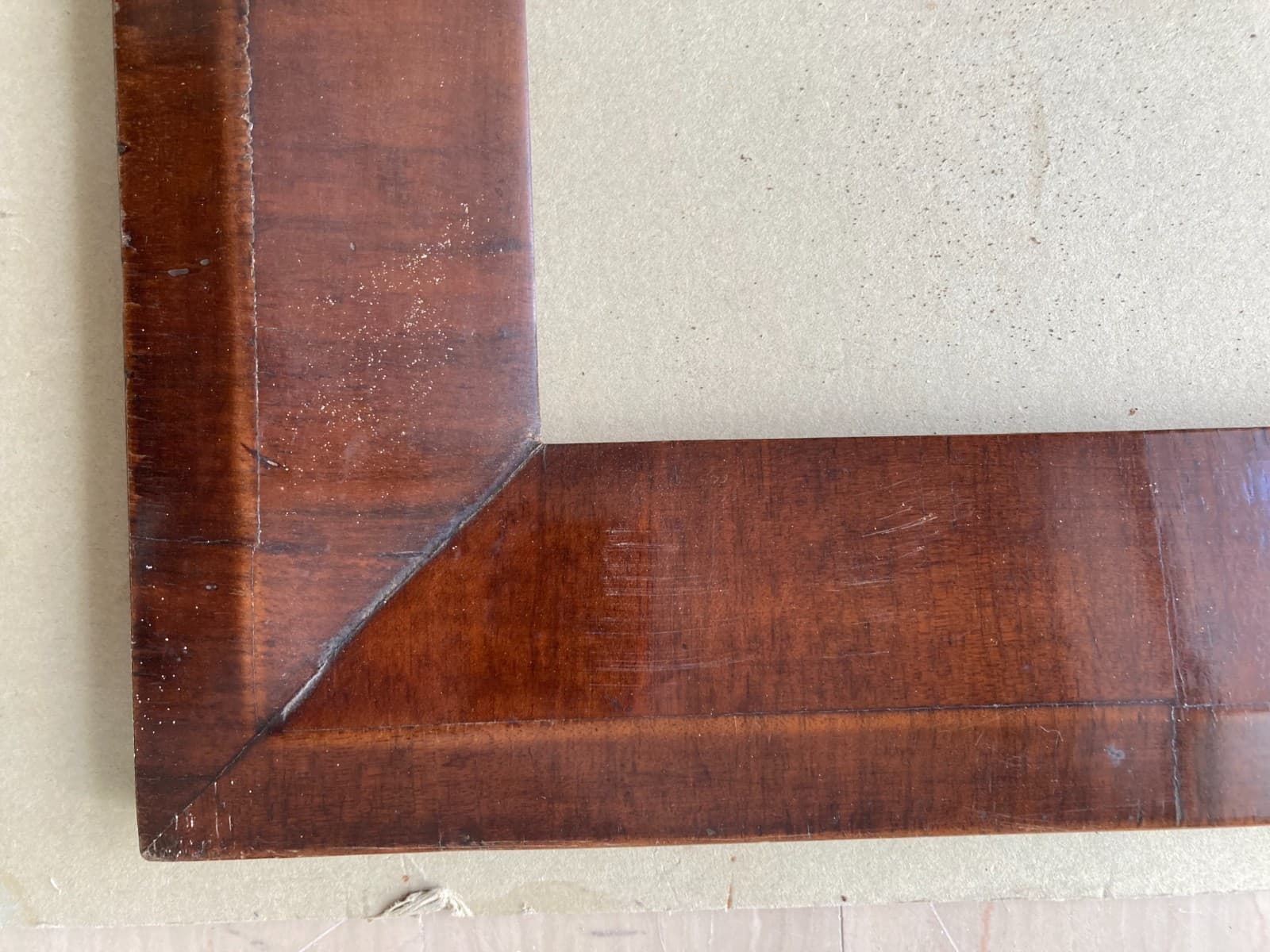 Antica Cornice Originale d'Epoca Impiallacciata In Noce