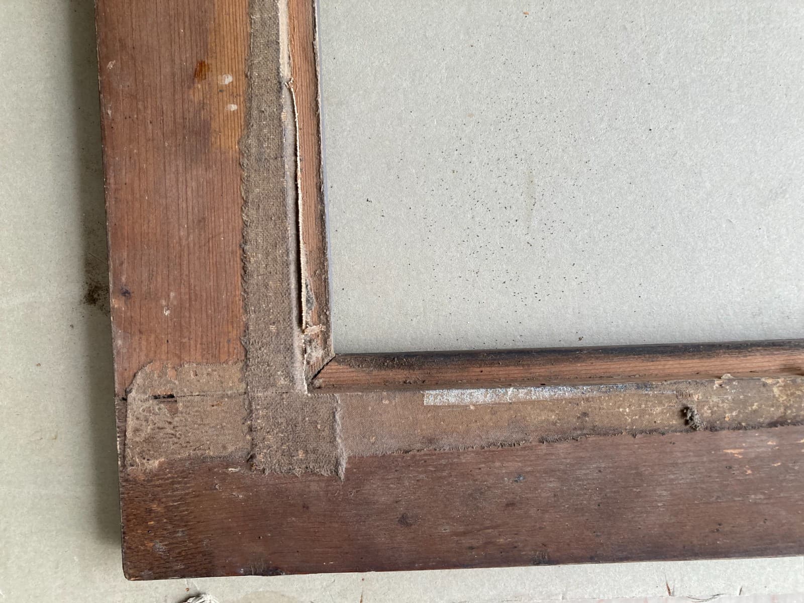 Antica Cornice Originale d'Epoca Impiallacciata In Noce