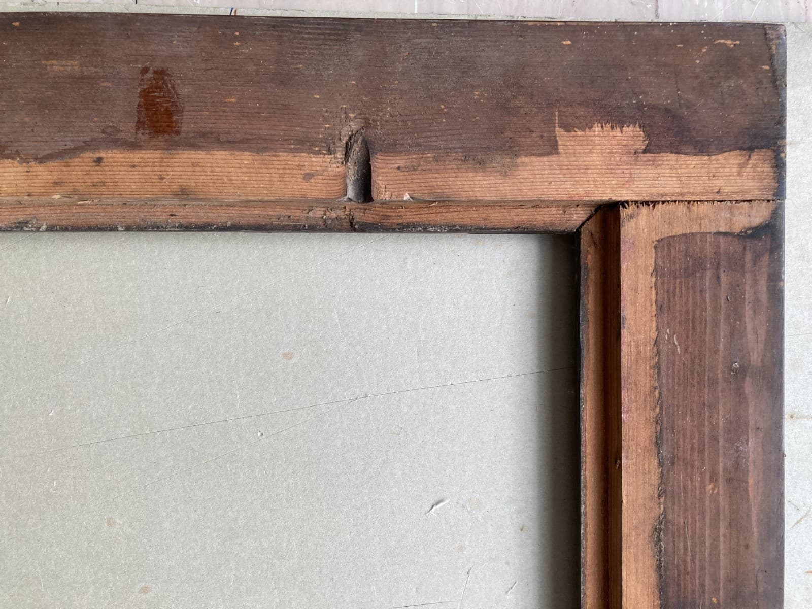 Antica Cornice Originale d'Epoca Impiallacciata In Noce