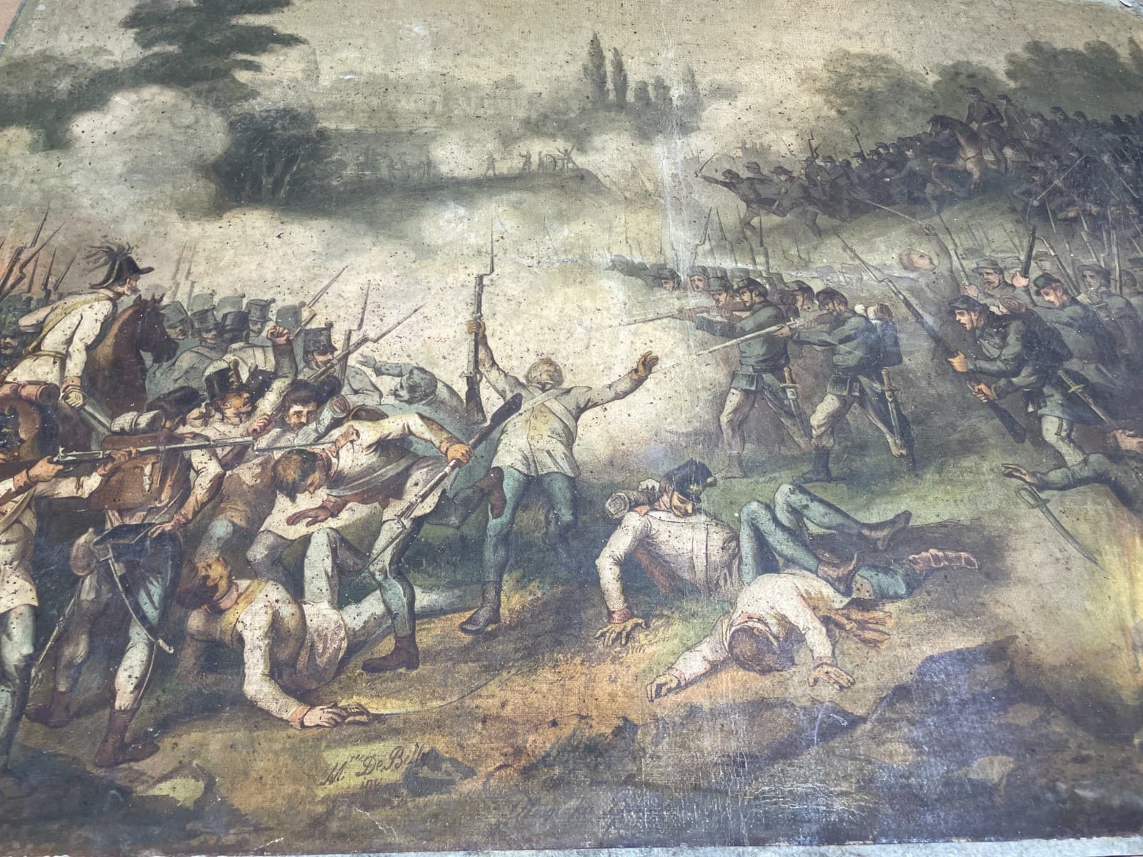 Militaria   Risorgimento   Battaglia Di Varese   Antica Stampa   Oleografia   De Belly