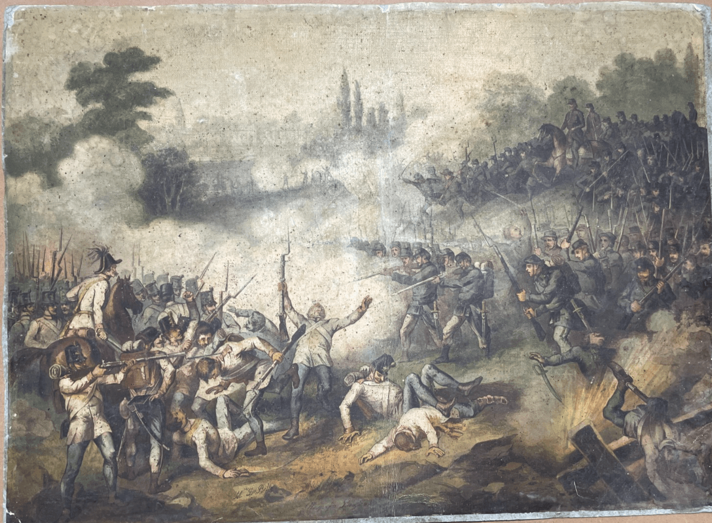 Militaria   Risorgimento   Battaglia Di Varese   Antica Stampa   Oleografia   De Belly