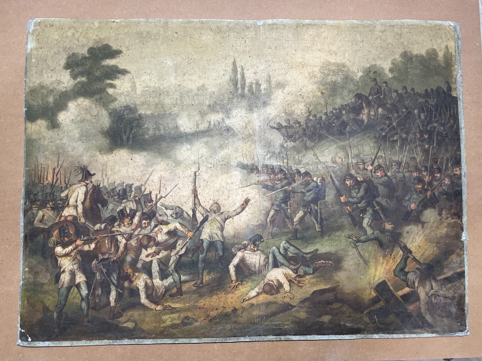 Militaria   Risorgimento   Battaglia Di Varese   Antica Stampa   Oleografia   De Belly