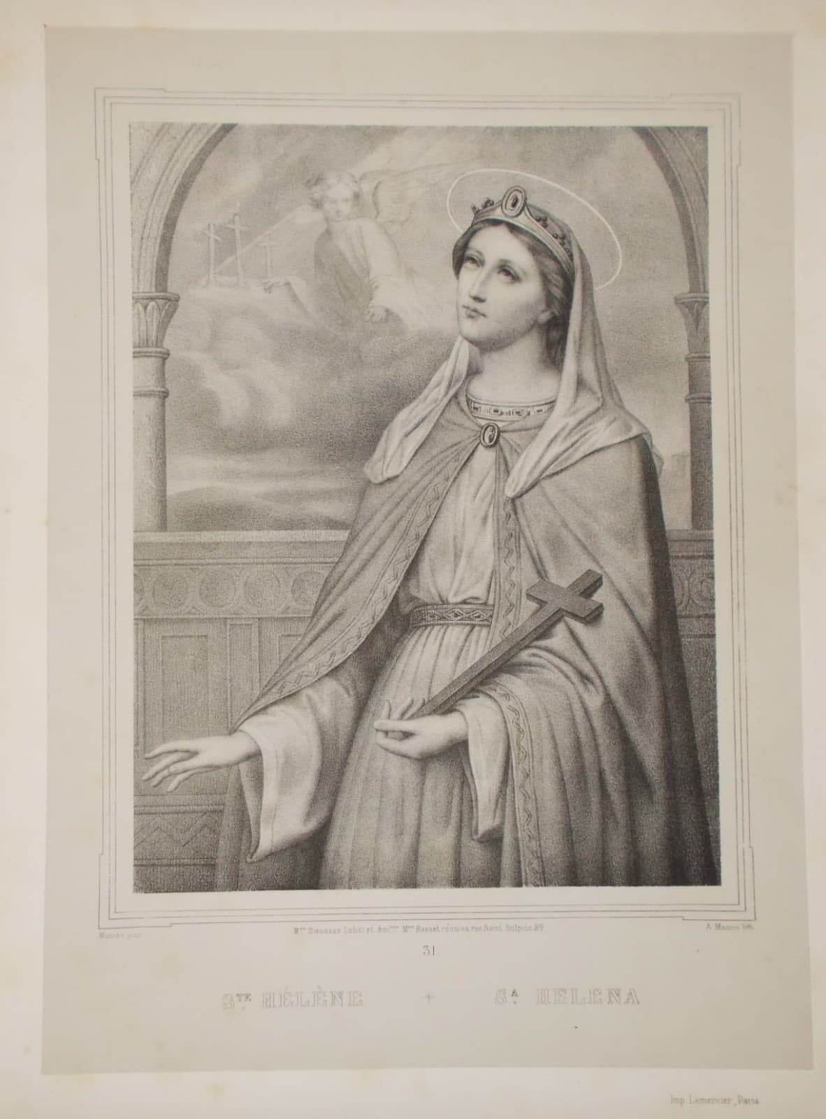 Litografia Antica Di Sant'Elena, Antoine Maurin, Fine XIX Secolo