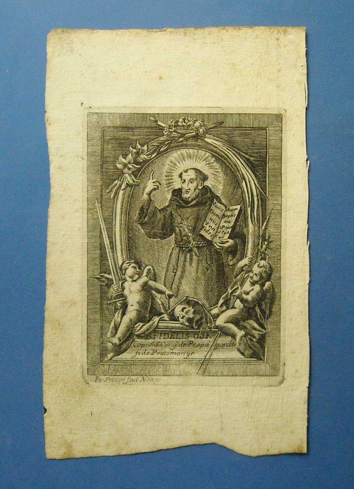 Antica Stampa Popolare Devozionale: Beato Fedele Da Sigmaringen, Artista Petrini