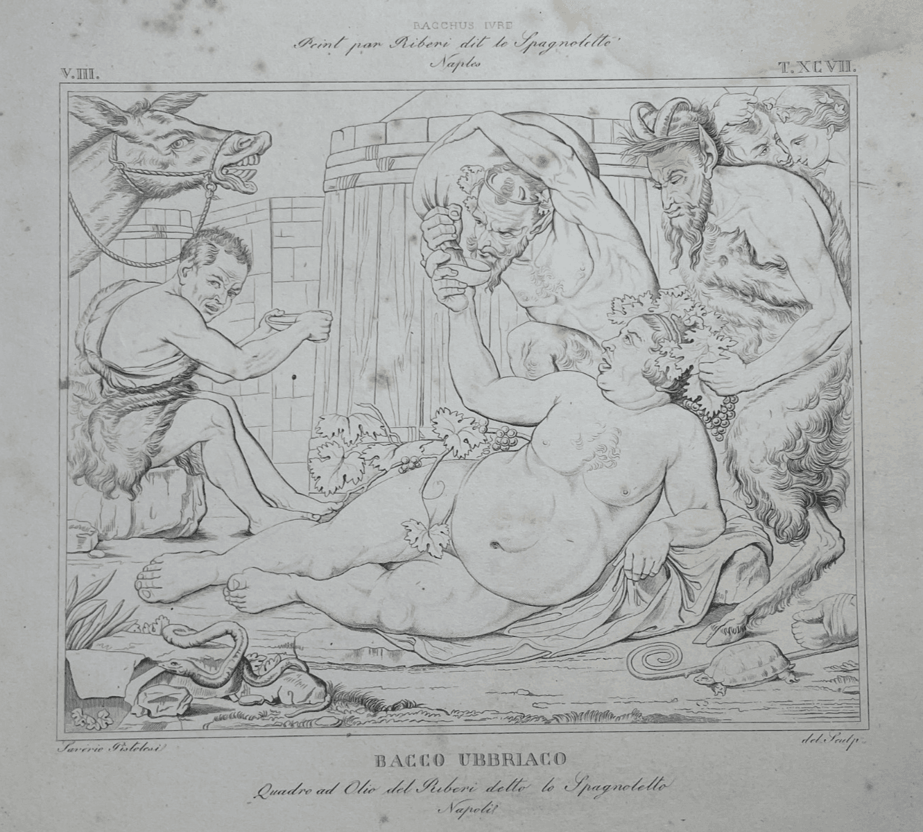 Mitologia, Enologia E Arte Antica: Bacco Ubriaco Da Ribera, Incisore Pistolesi