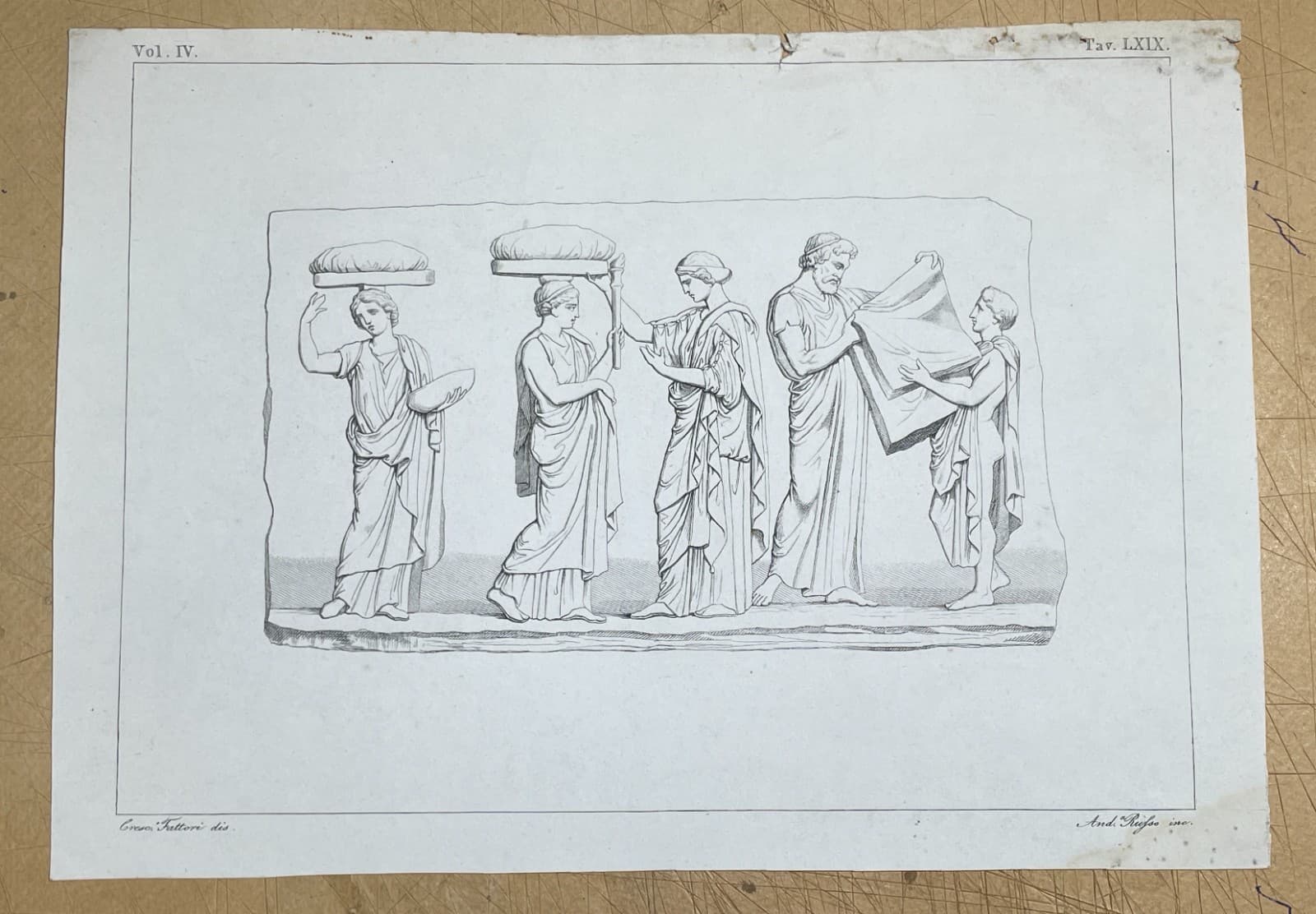 Mitologia: Atena, Partenone, Processione Delle Panatenee. Antica Incisione Di Russo E Fattori