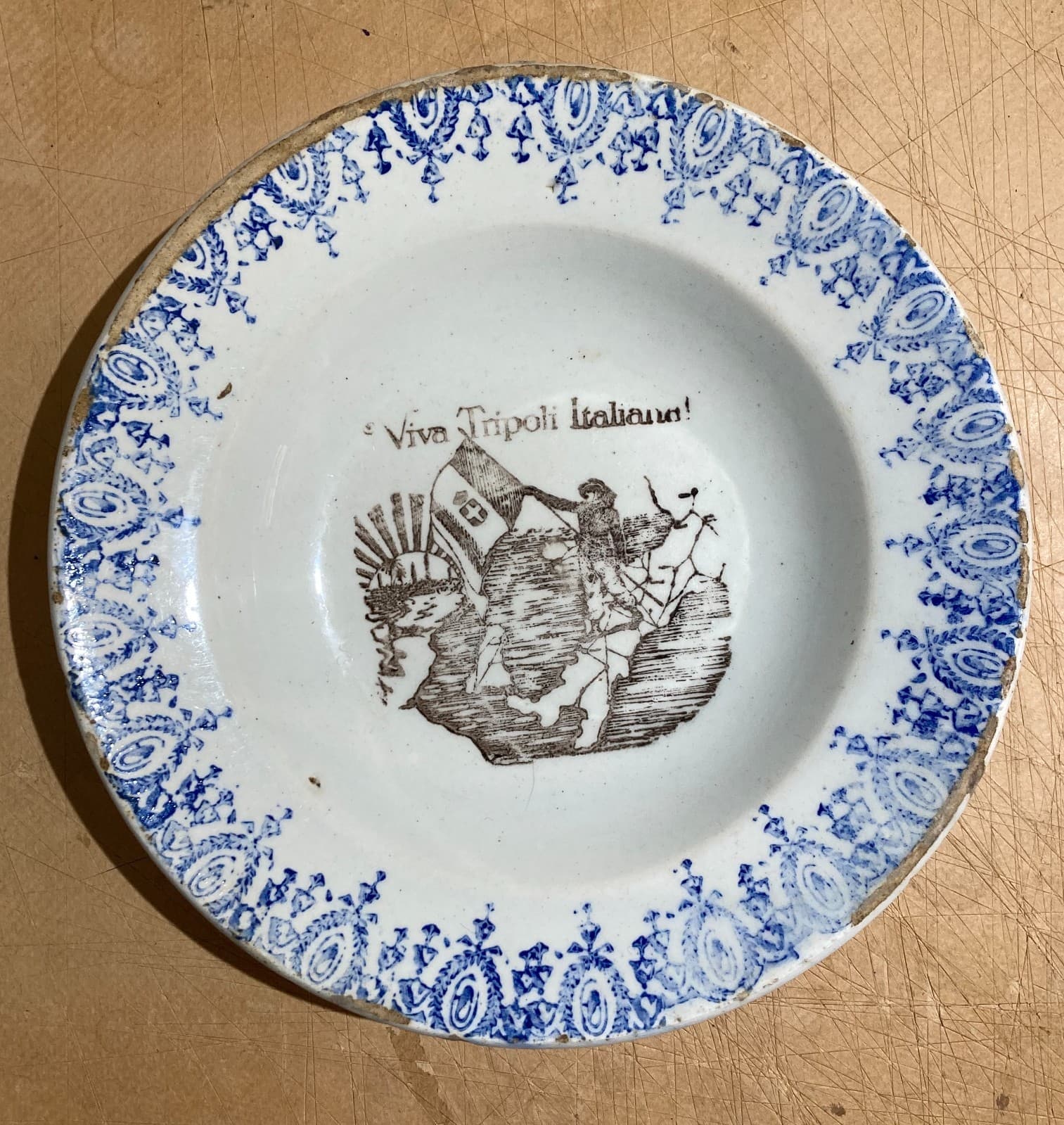 Africa, Colonie: Tripoli Italiana. Piatto In Ceramica Con Illustrazione Coloniale Di Beltrandi, Mondovì