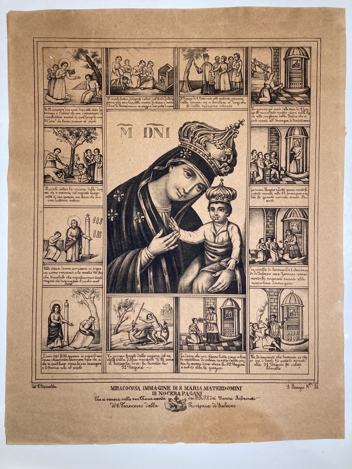 Antica Stampa Popolare Devozionale   Madonna Di Materdomini   Nocera   Salerno   '800