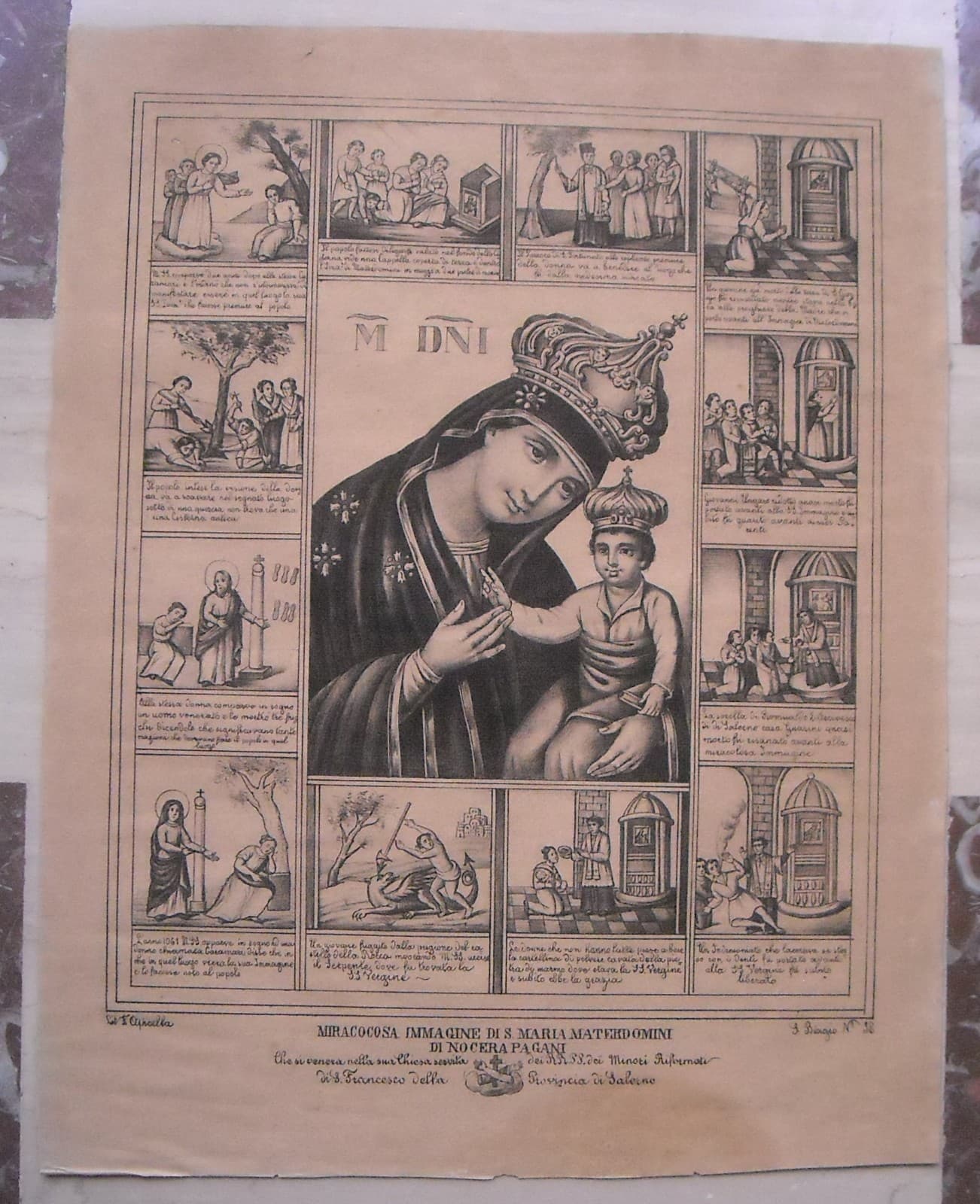 Antica Stampa Popolare Devozionale   Madonna Di Materdomini   Nocera   Salerno   '800