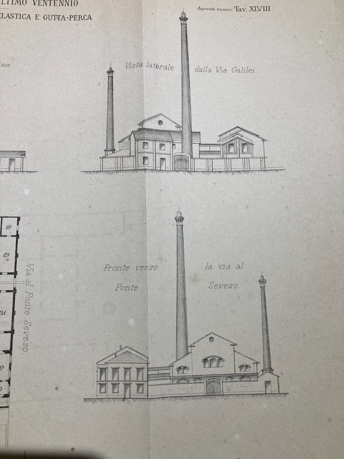 Architettura E Ingegneria: Antico Stabilimento Pirelli. Pianta E Prospettive (litografia, 1882)