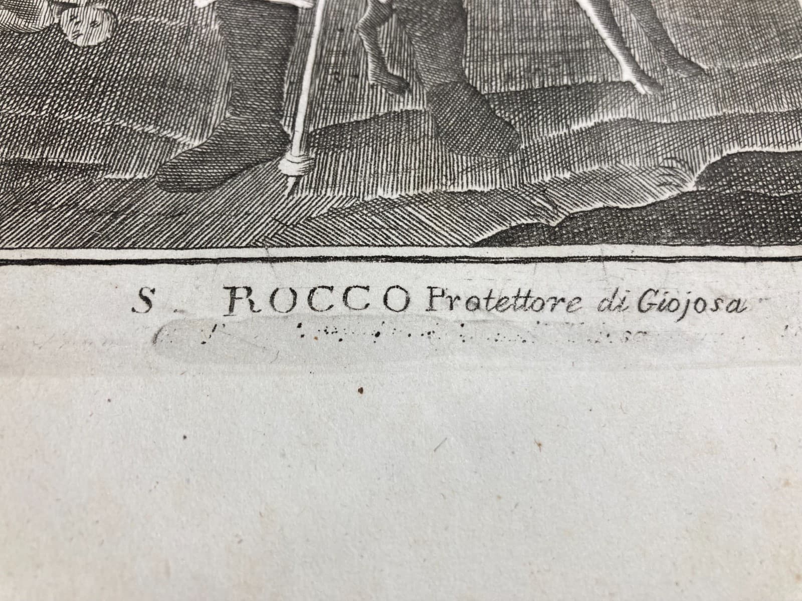 Antica Stampa Popolare Devozionale Di San Rocco, Protettore Di Gioiosa