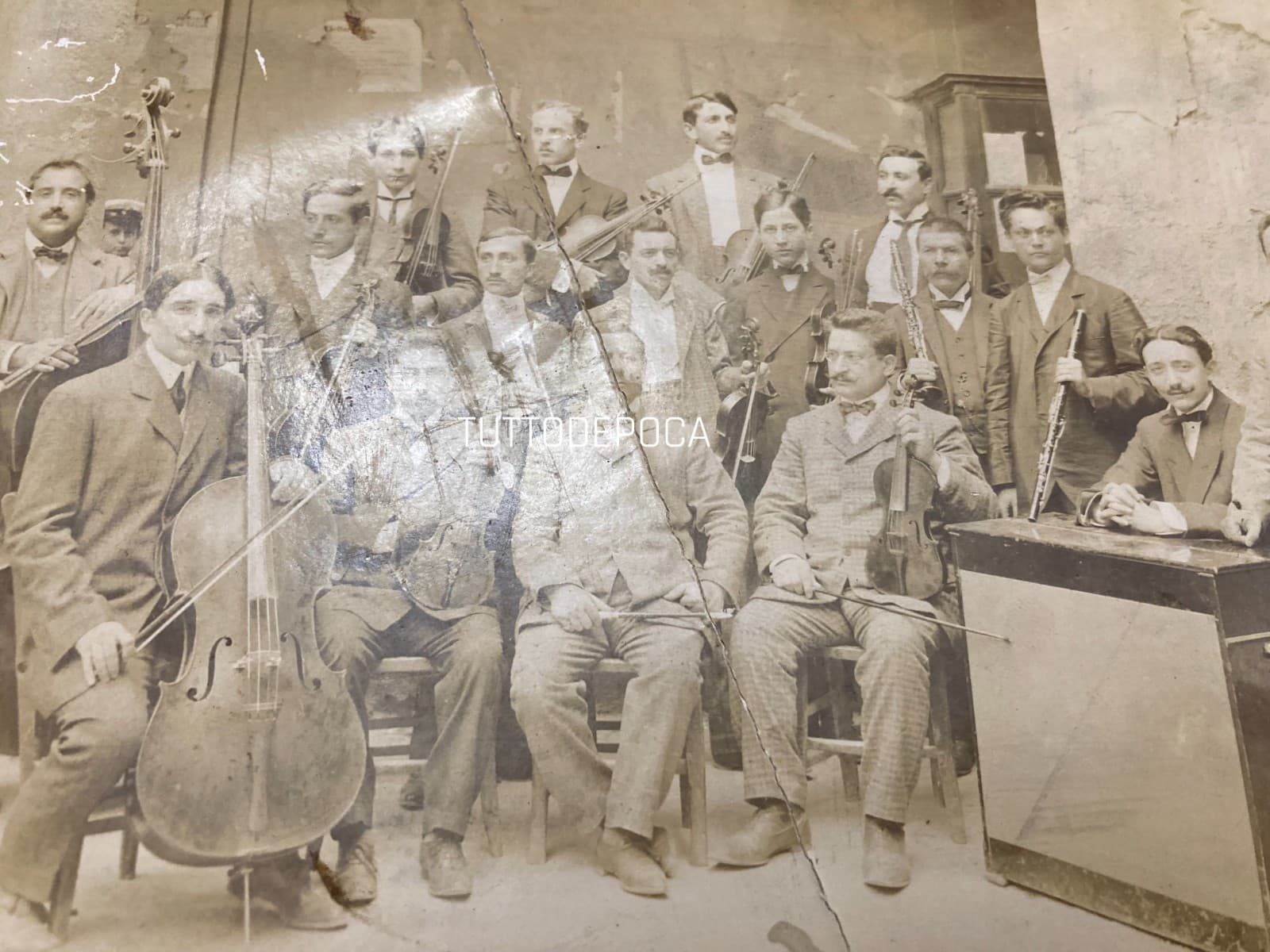 Musica, Orchestra, Banda Musicale, Gruppo Di Musicisti, Antica Fotografia