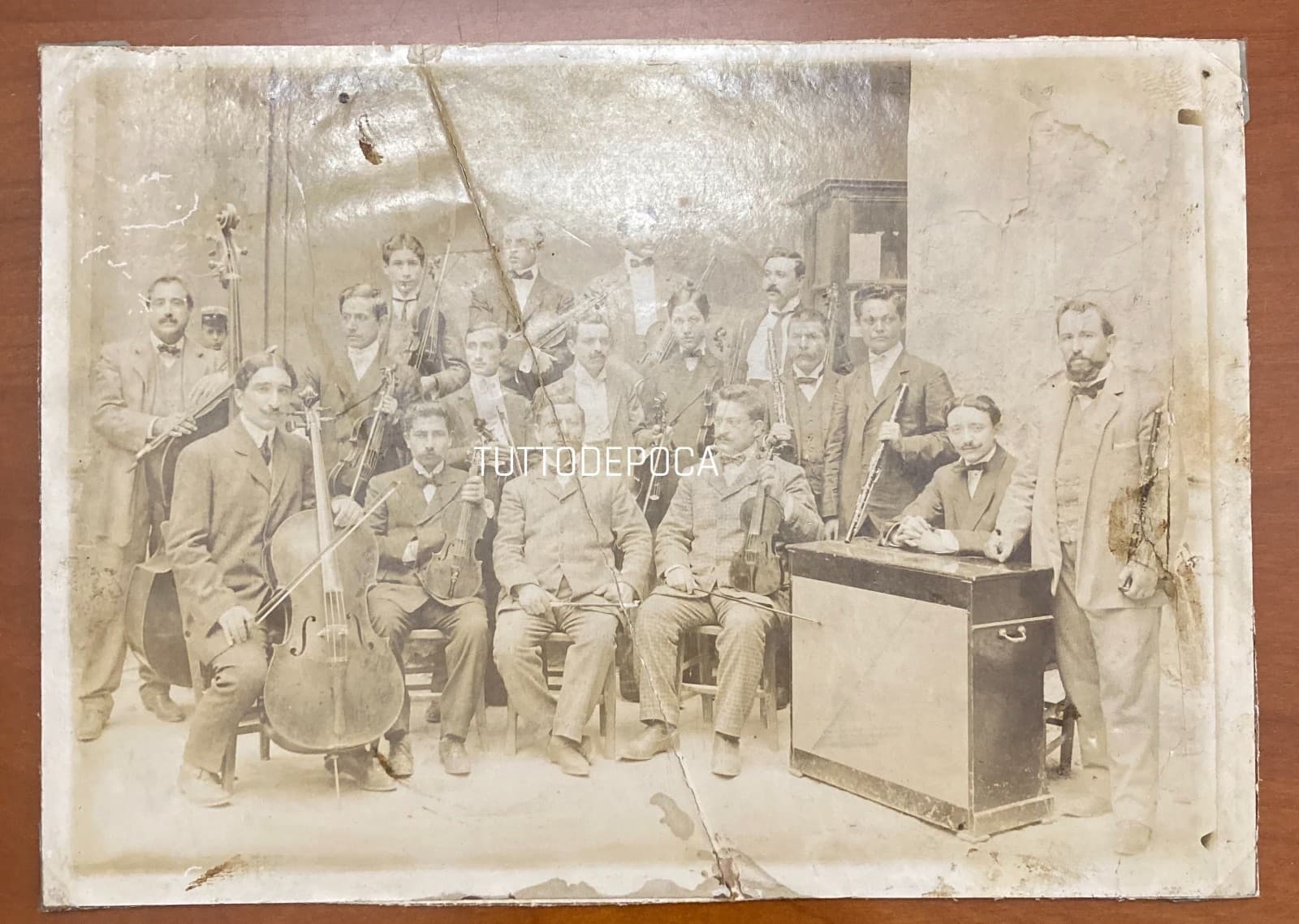 Musica, Orchestra, Banda Musicale, Gruppo Di Musicisti, Antica Fotografia