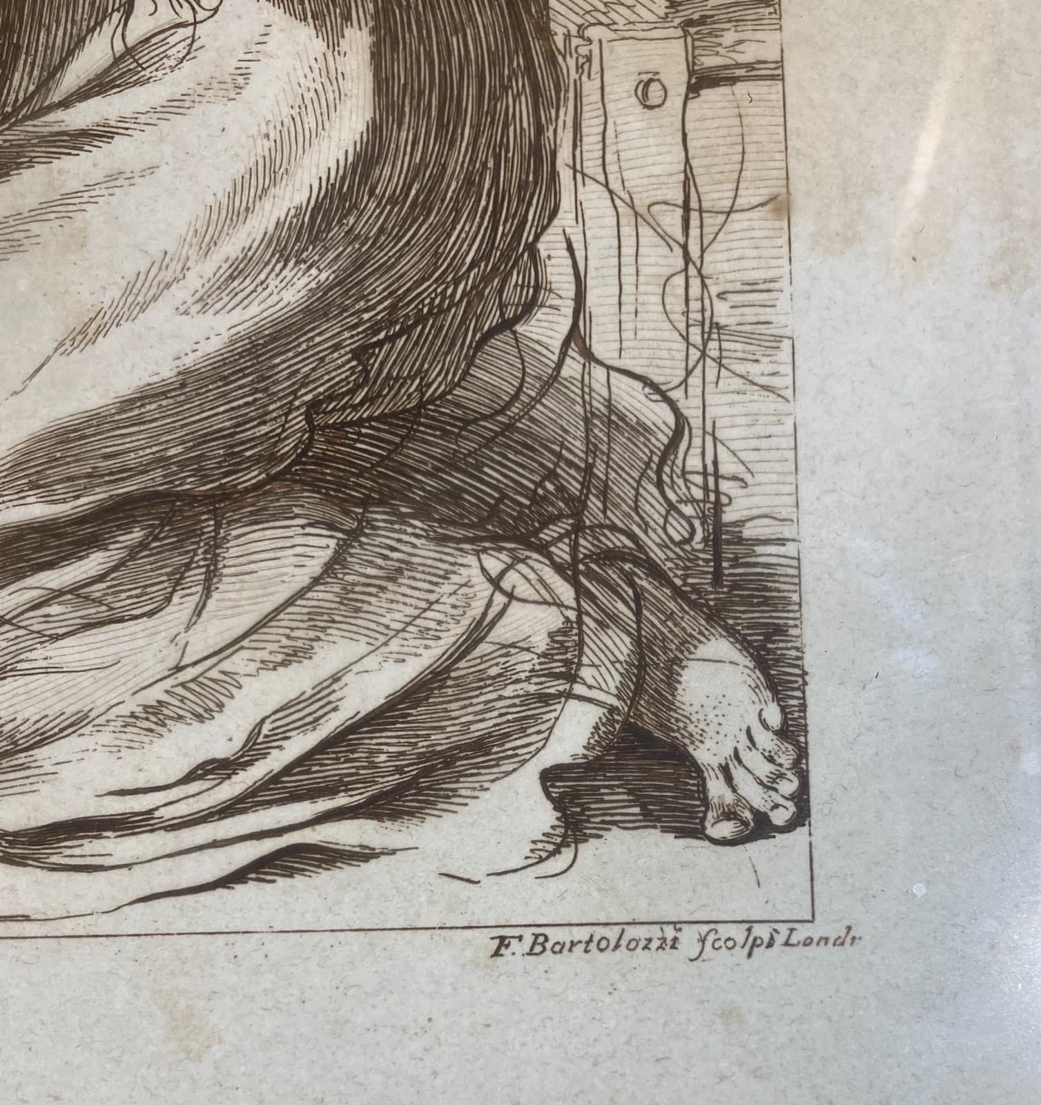 Maternità   Sacra Famiglia   Antica Incisione Di Francesco Bartolozzi Su Disegno Del Guercino