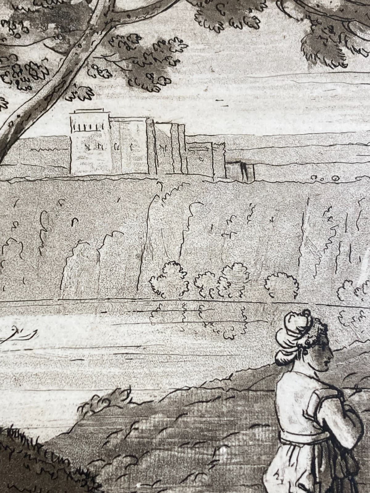 Antica Veduta Pastorale Con Musicanti   Artista Claude Lorrain   Incisore L. Caracciolo