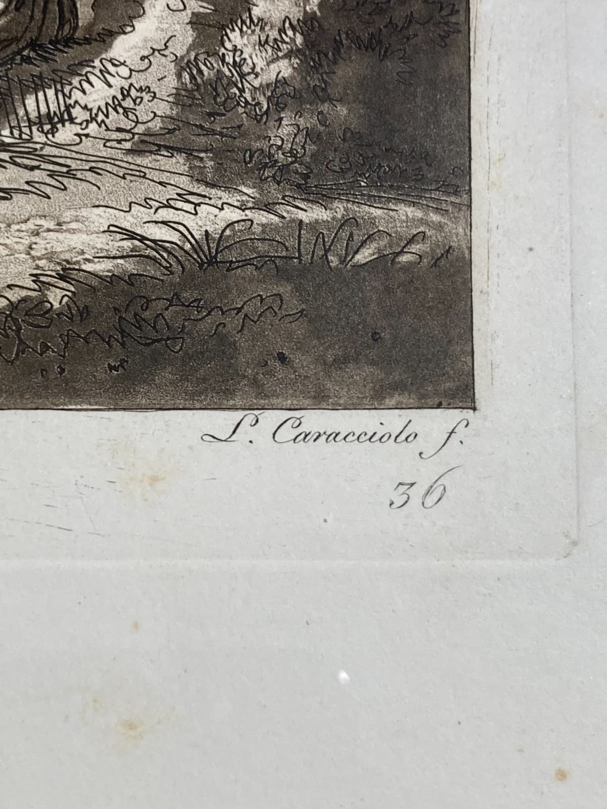 Antica Veduta Pastorale Con Musicanti   Artista Claude Lorrain   Incisore L. Caracciolo