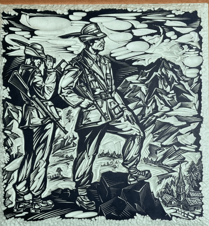 Militaria: Alpini, Opera Decorativa In Intagliografia, Incisarte Fabriano